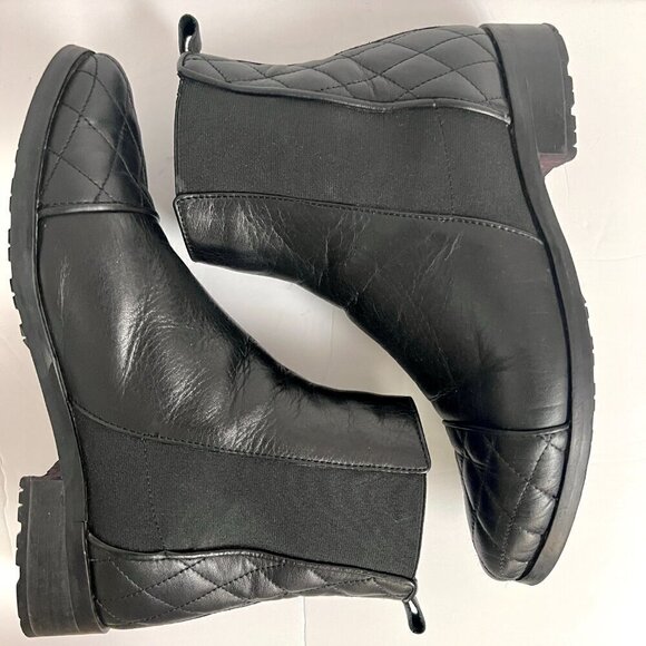 Fabianelli Black Leather Quilted Stretch Chelsea Ankle Boot Sz 37 - Picture 6 of 13
